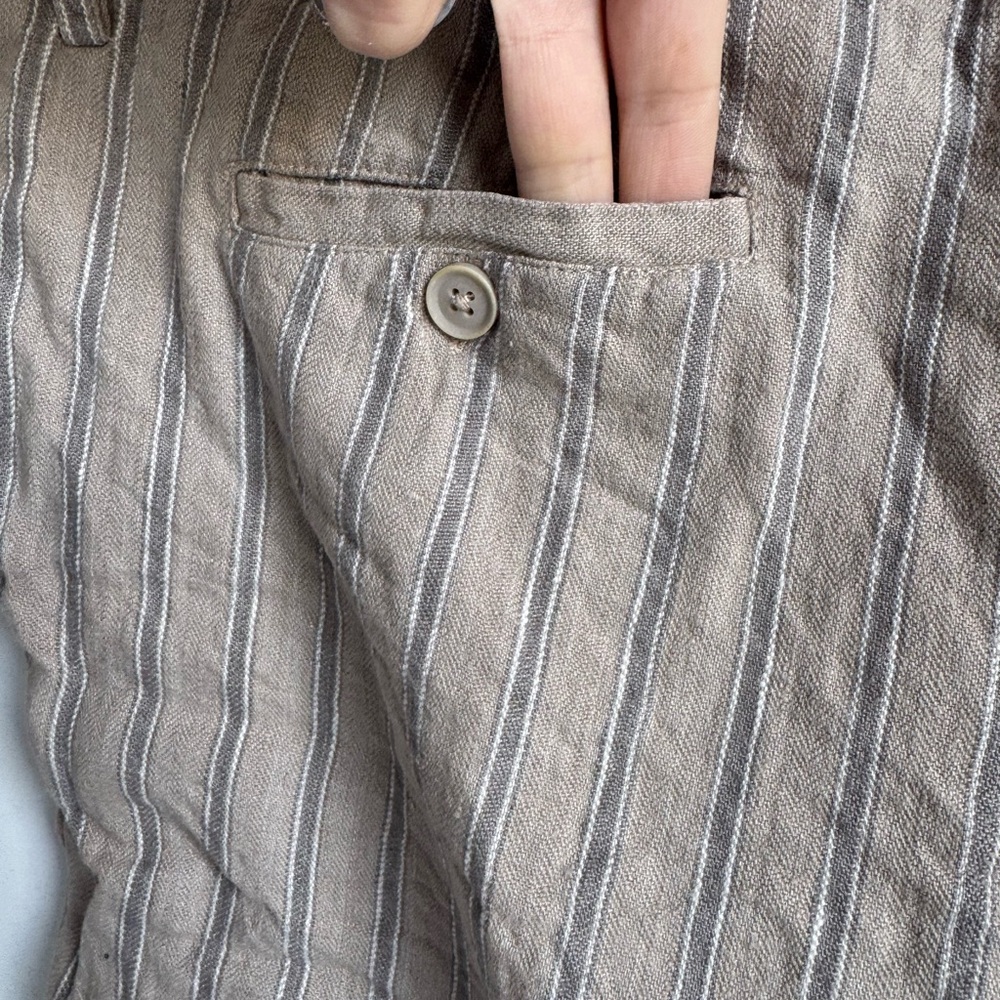 Peruvian Connection 100% Linen Brown Tan Women Shorts 14 Pockets Lightweight - Picture 7 of 10